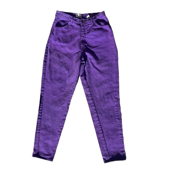 Moda International Vintage 80s Purple High Waisted Denim Mom Jeans - Picture 5 of 9